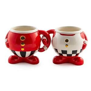 Brand New Mackenzie-Childs Peppermint Mug Pair, Set of 2